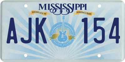 MS license plate AJK154