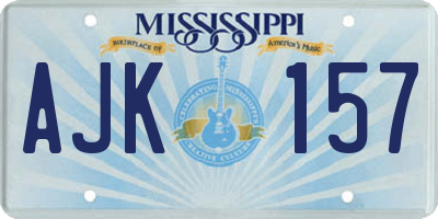 MS license plate AJK157