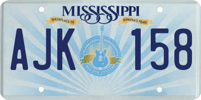 MS license plate AJK158