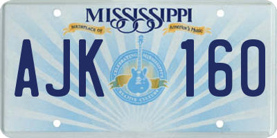 MS license plate AJK160