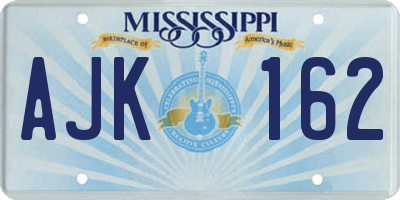 MS license plate AJK162