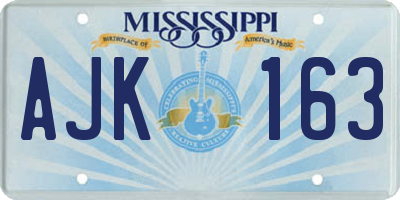 MS license plate AJK163