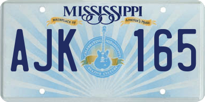 MS license plate AJK165