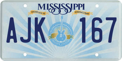MS license plate AJK167