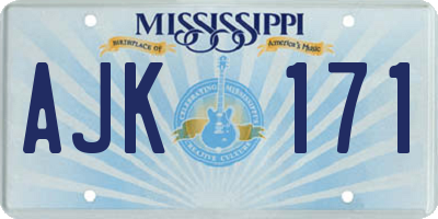 MS license plate AJK171