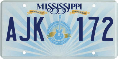 MS license plate AJK172