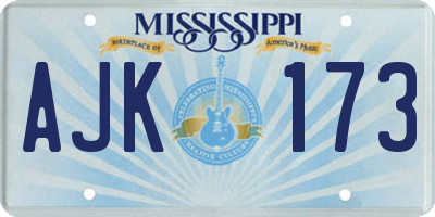 MS license plate AJK173