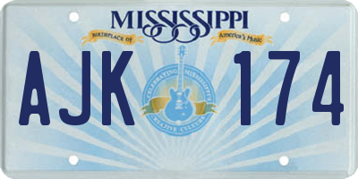 MS license plate AJK174