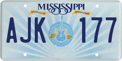 MS license plate AJK177