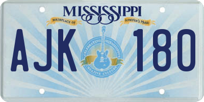 MS license plate AJK180