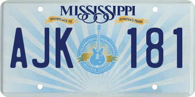 MS license plate AJK181