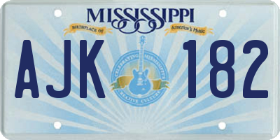 MS license plate AJK182