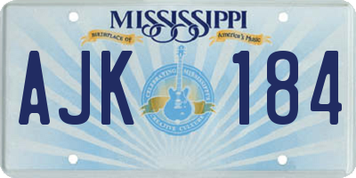MS license plate AJK184
