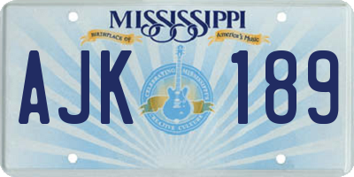 MS license plate AJK189