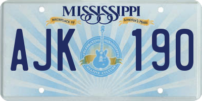 MS license plate AJK190