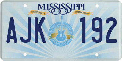 MS license plate AJK192