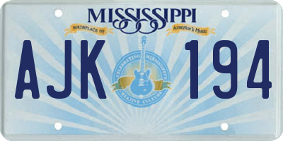 MS license plate AJK194