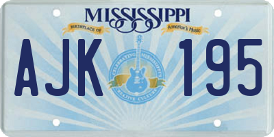 MS license plate AJK195
