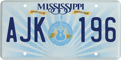 MS license plate AJK196