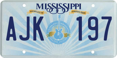 MS license plate AJK197
