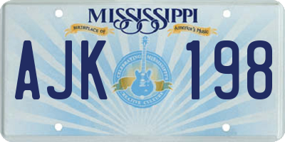MS license plate AJK198