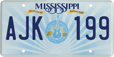 MS license plate AJK199
