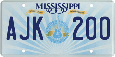MS license plate AJK200