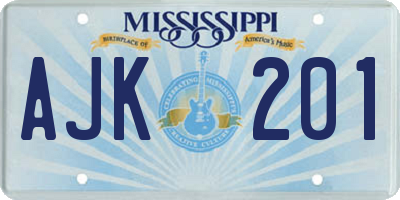 MS license plate AJK201