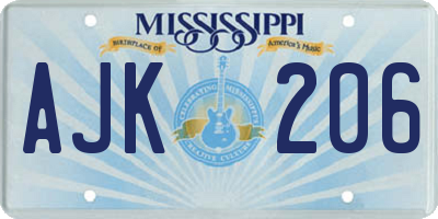 MS license plate AJK206