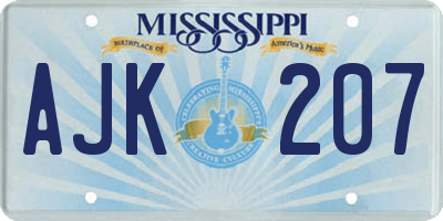 MS license plate AJK207