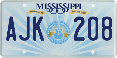 MS license plate AJK208