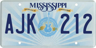 MS license plate AJK212