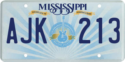 MS license plate AJK213