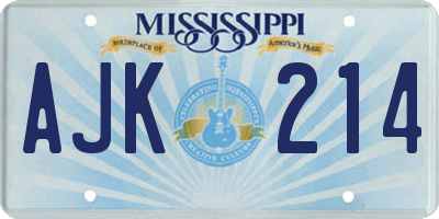 MS license plate AJK214