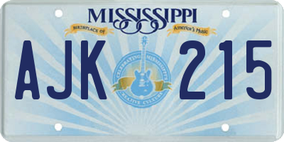 MS license plate AJK215