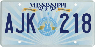 MS license plate AJK218