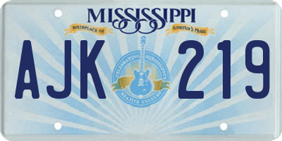 MS license plate AJK219