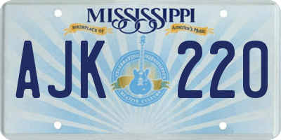 MS license plate AJK220