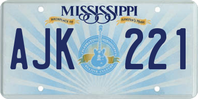 MS license plate AJK221