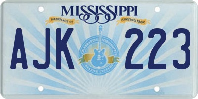 MS license plate AJK223