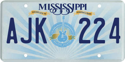 MS license plate AJK224