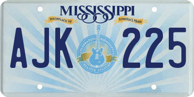 MS license plate AJK225