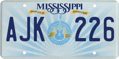 MS license plate AJK226