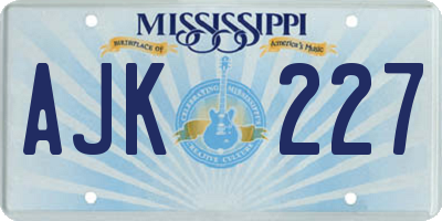 MS license plate AJK227