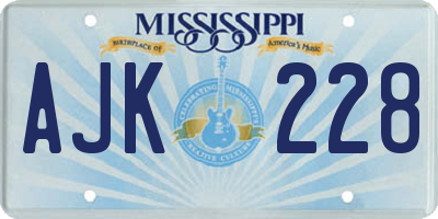 MS license plate AJK228