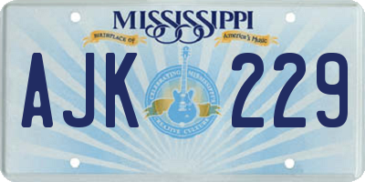 MS license plate AJK229