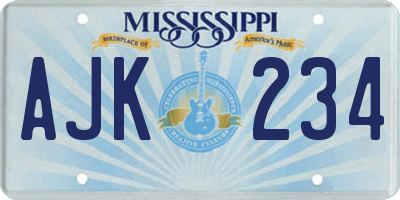 MS license plate AJK234