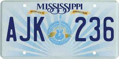 MS license plate AJK236
