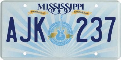 MS license plate AJK237