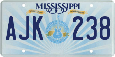 MS license plate AJK238